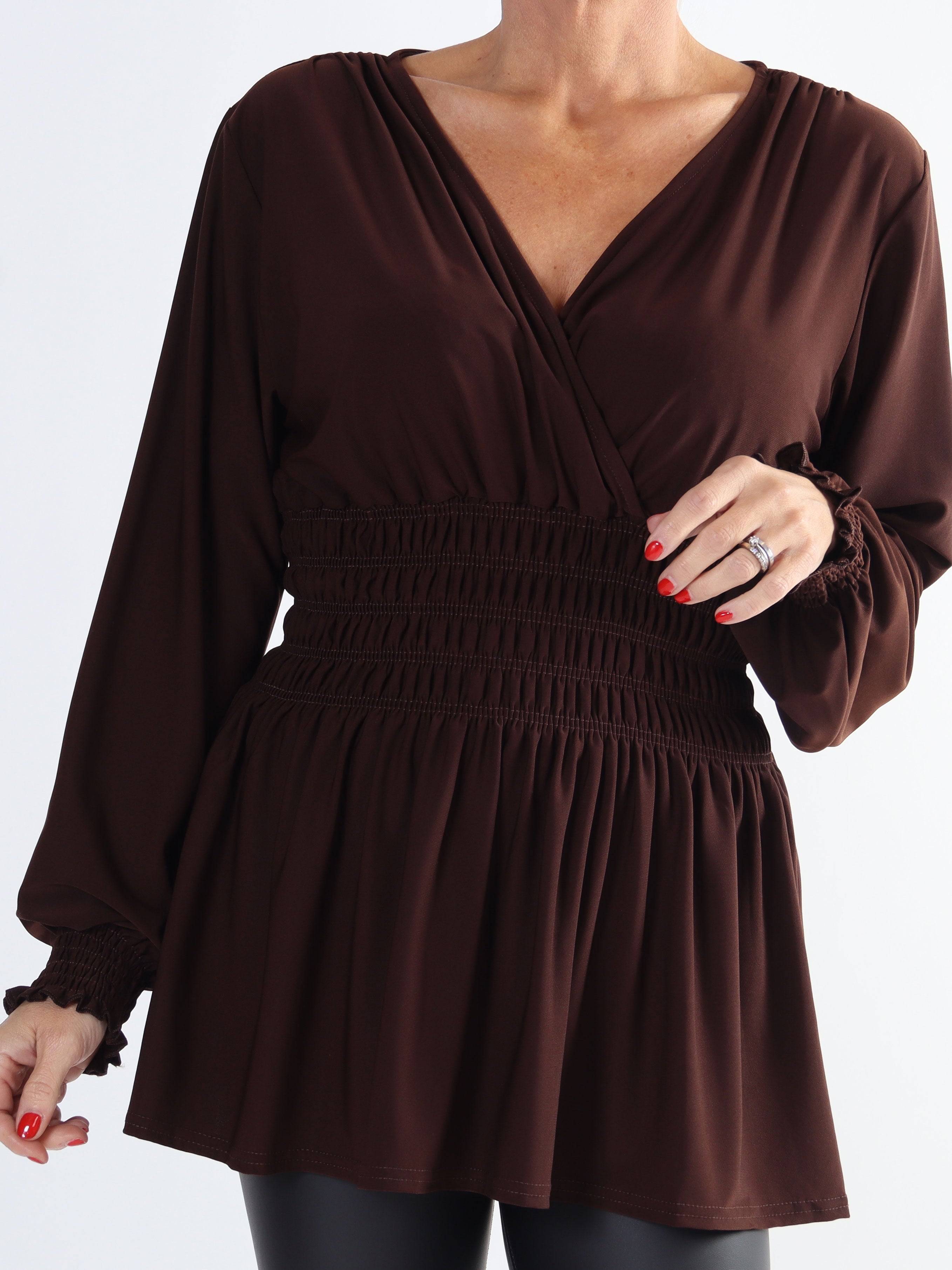 Pams Plain Shirt L/S - Blus i stretchigt material med långa ärmar